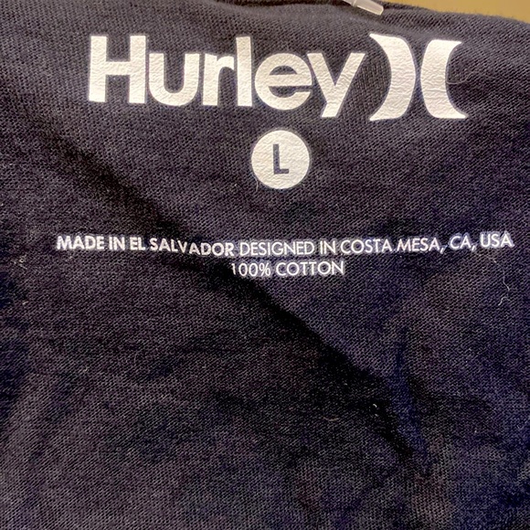 Black Long Sleeve Crew Neck Hurley Shirt featuring front and back graphics sz L - Picture 3 of 6